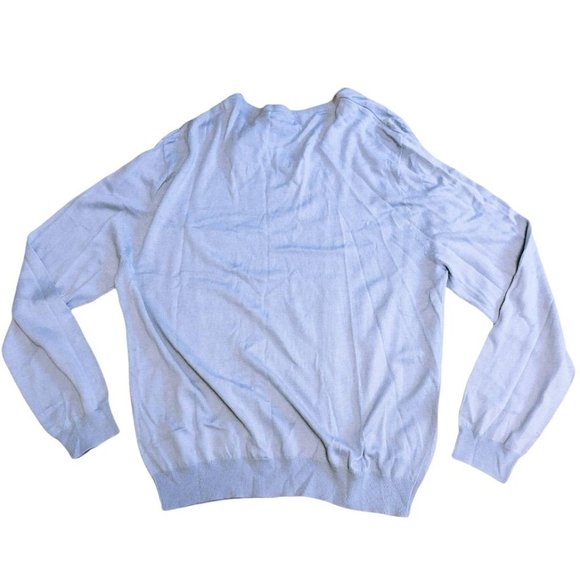 Farah Cable Knit V Neck Pullover Sweater Light Blue 2XL Mens Cotton Casual Dress - Picture 2 of 5